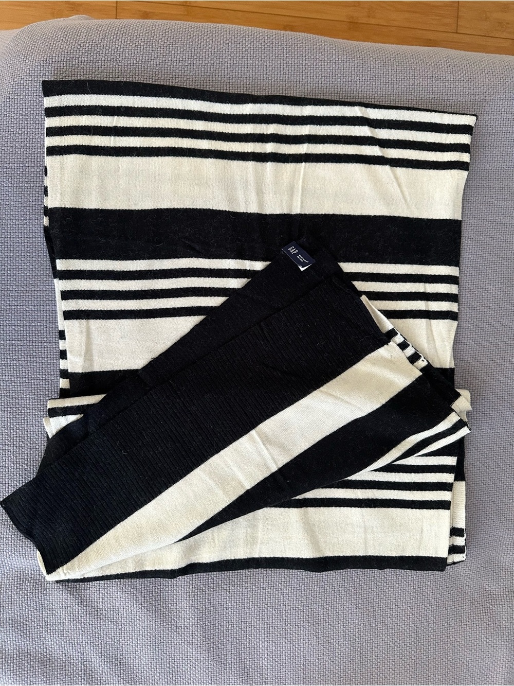 GAP Black & White Striped Angora Blend Scarf